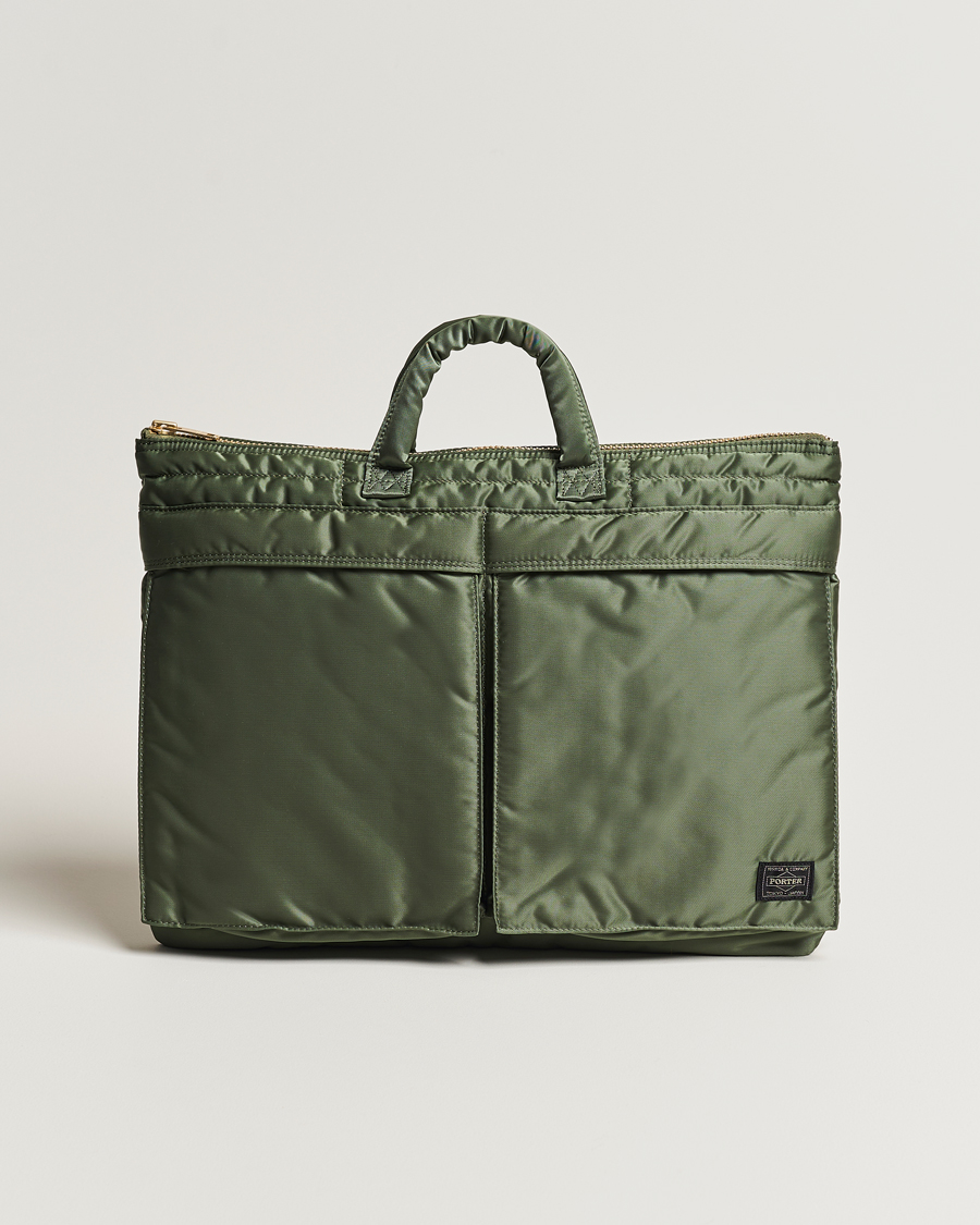 Herr | Porter-Yoshida & Co. Tanker Short Helmet Bag Sage Green | Porter-Yoshida & Co. | Tanker Short Helmet Bag Sage Green