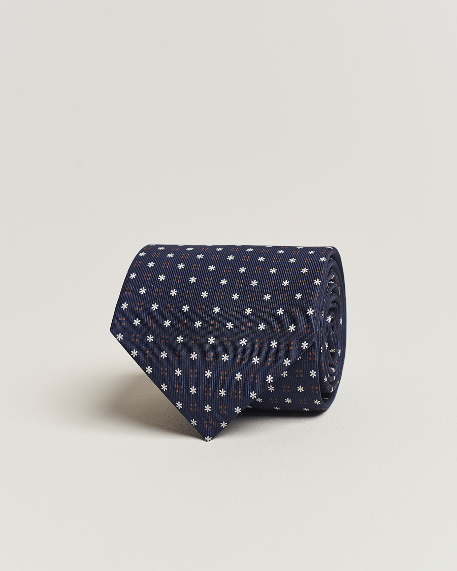Herr | | E. Marinella | 3-Fold Printed Silk Tie Navy