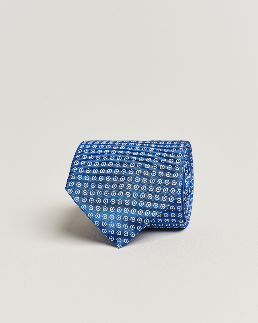 Herr | E. Marinella 3-Fold Printed Silk Tie Bluette | E. Marinella | 3-Fold Printed Silk Tie Bluette