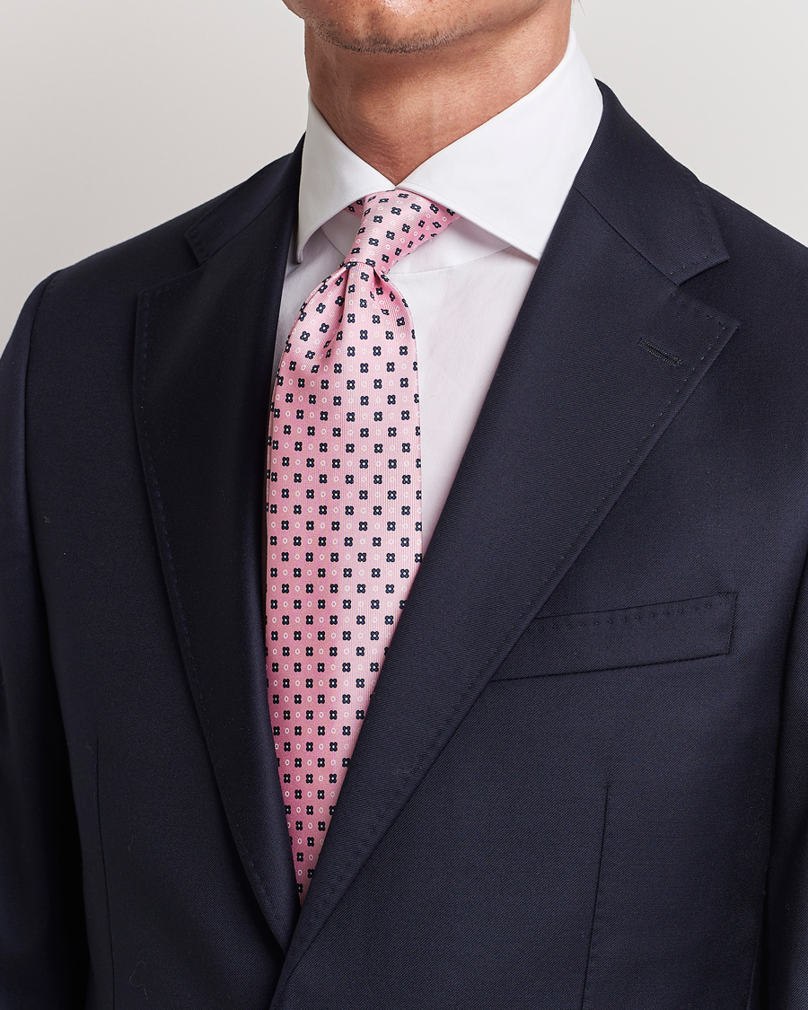 Herr | E. Marinella 3-Fold Printed Silk Tie Pink | E. Marinella | 3-Fold Printed Silk Tie Pink