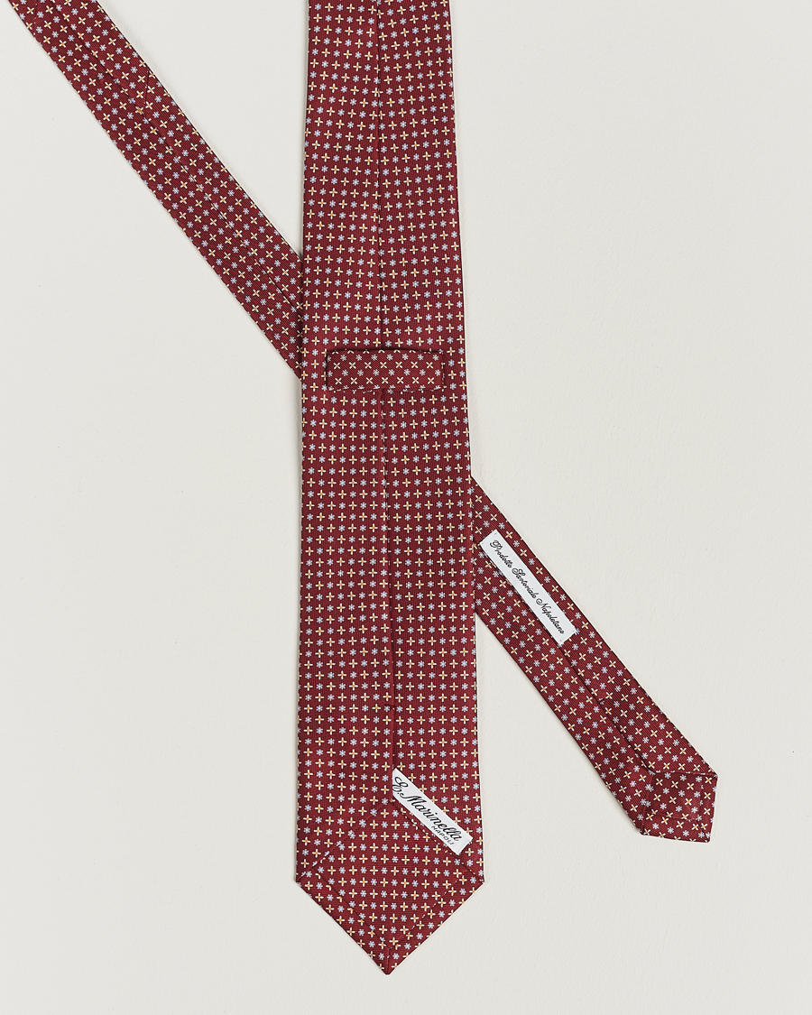 Herr | E. Marinella 3-Fold Printed Silk Tie Burgundy | E. Marinella | 3-Fold Printed Silk Tie Burgundy