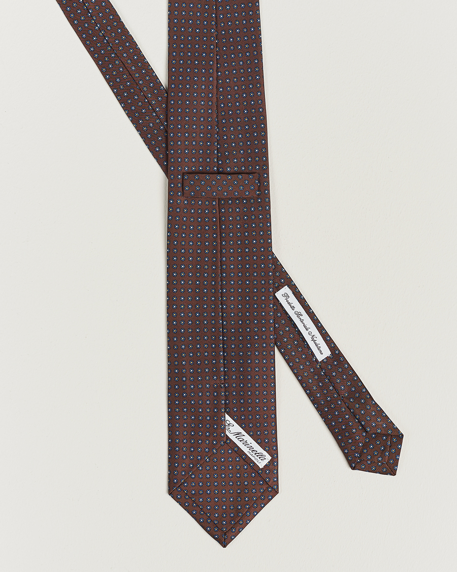 Herr | E. Marinella 3-Fold Printed Silk Tie Dark Brown | E. Marinella | 3-Fold Printed Silk Tie Dark Brown