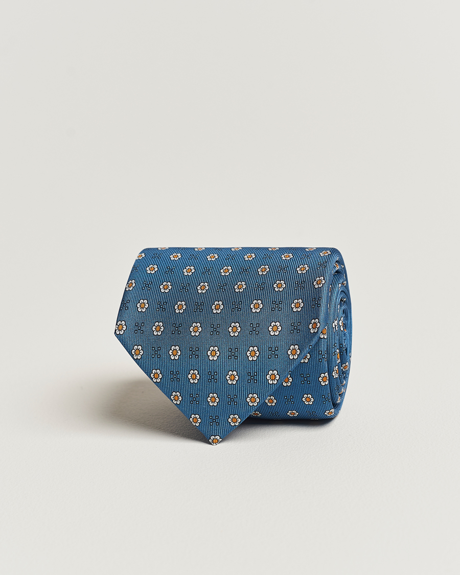 Herr | E. Marinella 3-Fold Printed Silk Tie Blue | E. Marinella | 3-Fold Printed Silk Tie Blue