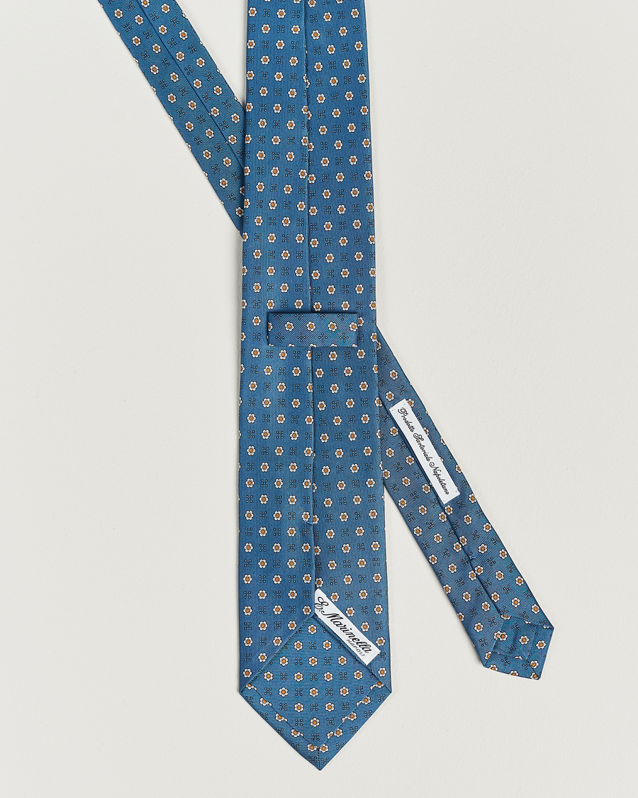 Herr | E. Marinella 3-Fold Printed Silk Tie Blue | E. Marinella | 3-Fold Printed Silk Tie Blue