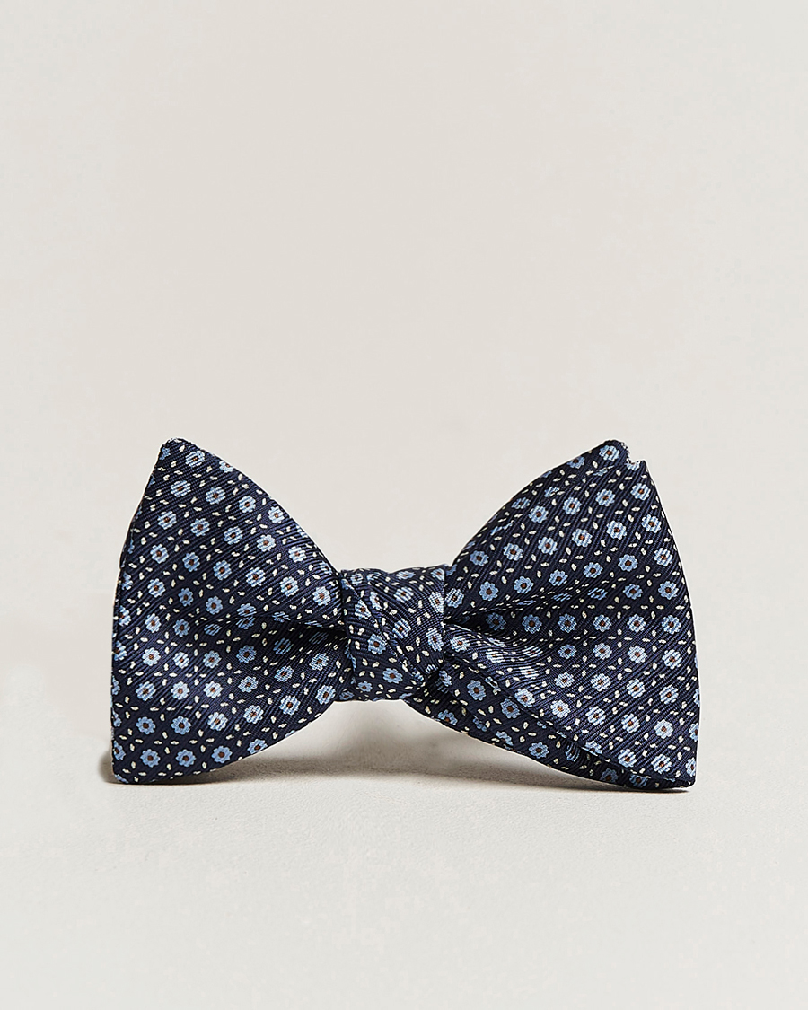 Herr | Flugor | E. Marinella | Printed Silk Bow Tie Navy