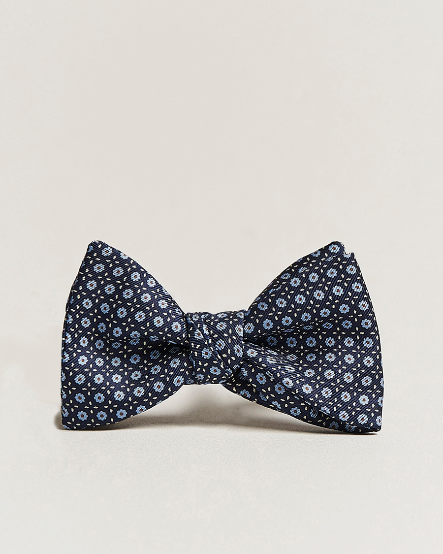 Herr | E. Marinella Printed Silk Bow Tie Navy | E. Marinella | Printed Silk Bow Tie Navy