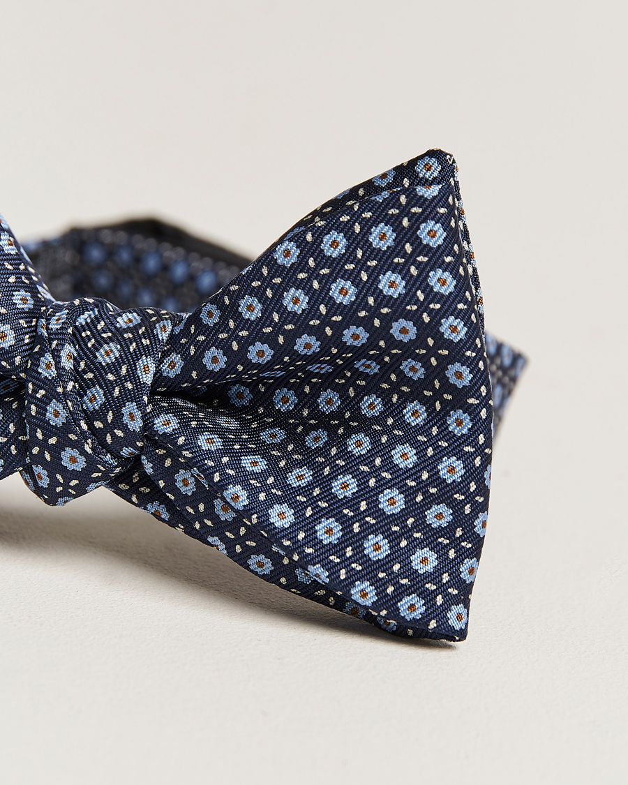 Herr | E. Marinella Printed Silk Bow Tie Navy | E. Marinella | Printed Silk Bow Tie Navy