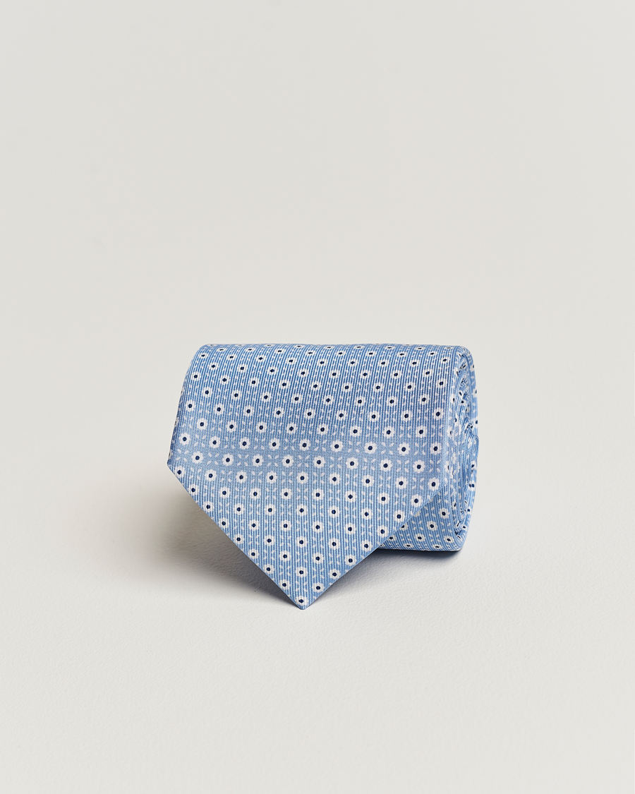 Herr | E. Marinella 3-Fold Printed Silk Tie Light Blue | E. Marinella | 3-Fold Printed Silk Tie Light Blue