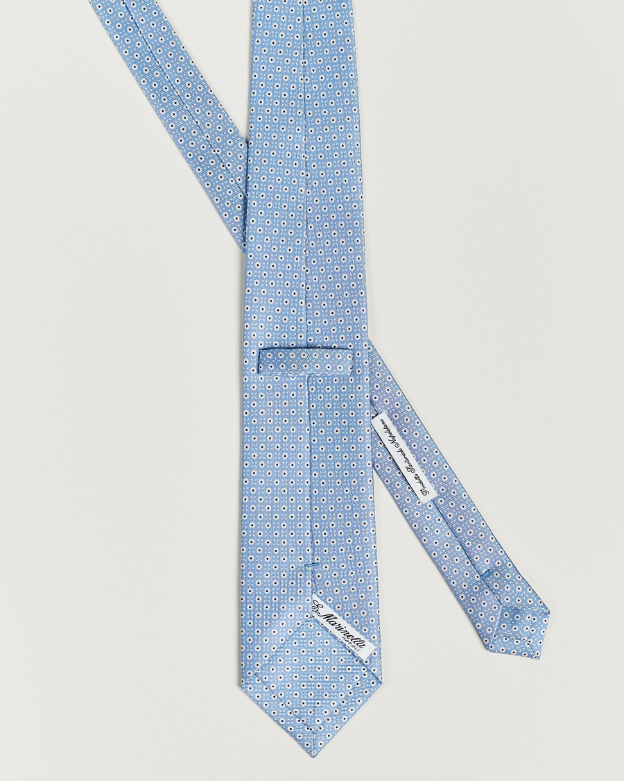 Herr | E. Marinella 3-Fold Printed Silk Tie Light Blue | E. Marinella | 3-Fold Printed Silk Tie Light Blue