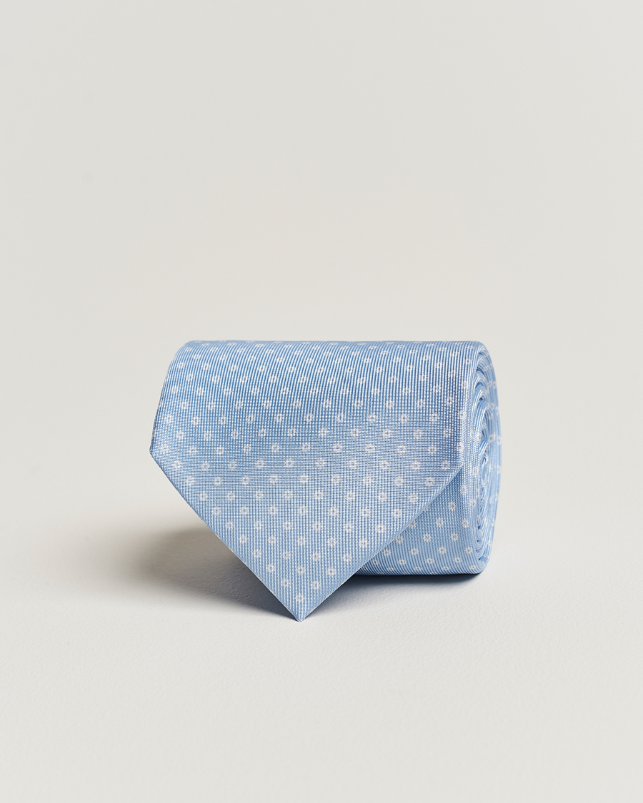 Herr | E. Marinella 3-Fold Printed Silk Tie Sky Blue | E. Marinella | 3-Fold Printed Silk Tie Sky Blue