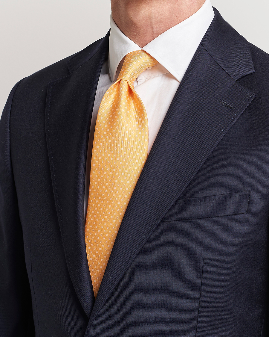 Herr | E. Marinella 3-Fold Printed Silk Tie Yellow | E. Marinella | 3-Fold Printed Silk Tie Yellow