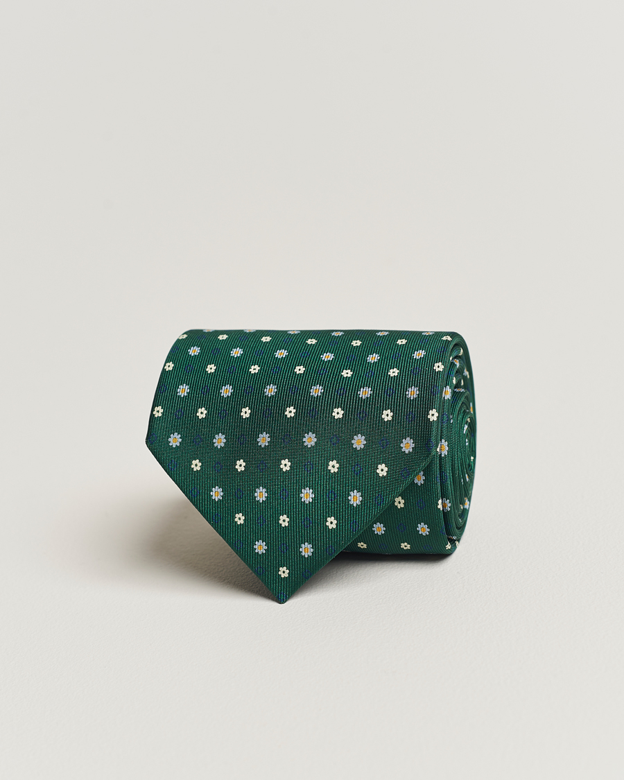 Herr | E. Marinella 3-Fold Printed Silk Tie Racing Green | E. Marinella | 3-Fold Printed Silk Tie Racing Green