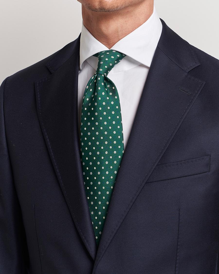 Herr | E. Marinella 3-Fold Printed Silk Tie Racing Green | E. Marinella | 3-Fold Printed Silk Tie Racing Green