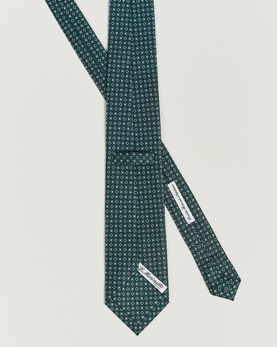 Herr | E. Marinella 3-Fold Printed Silk Tie Dark Green | E. Marinella | 3-Fold Printed Silk Tie Dark Green