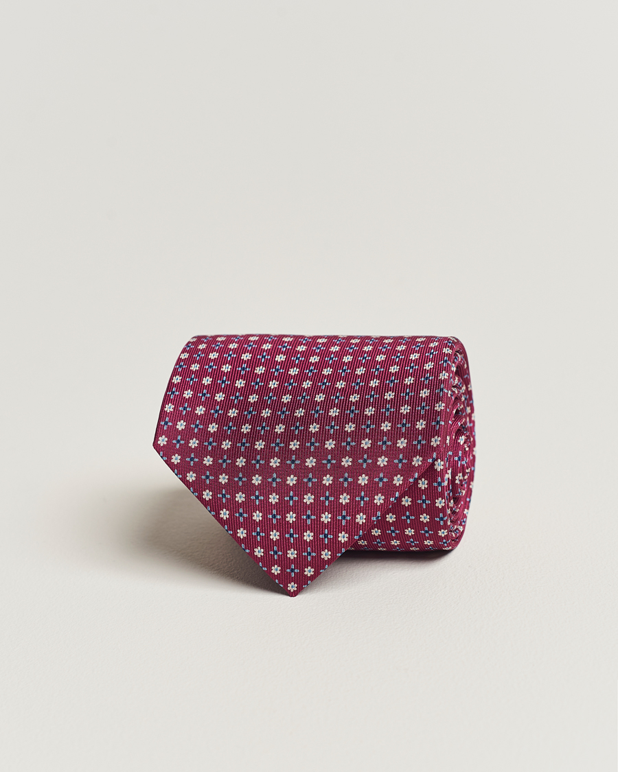Herr | E. Marinella 3-Fold Printed Silk Tie Dark Pink | E. Marinella | 3-Fold Printed Silk Tie Dark Pink