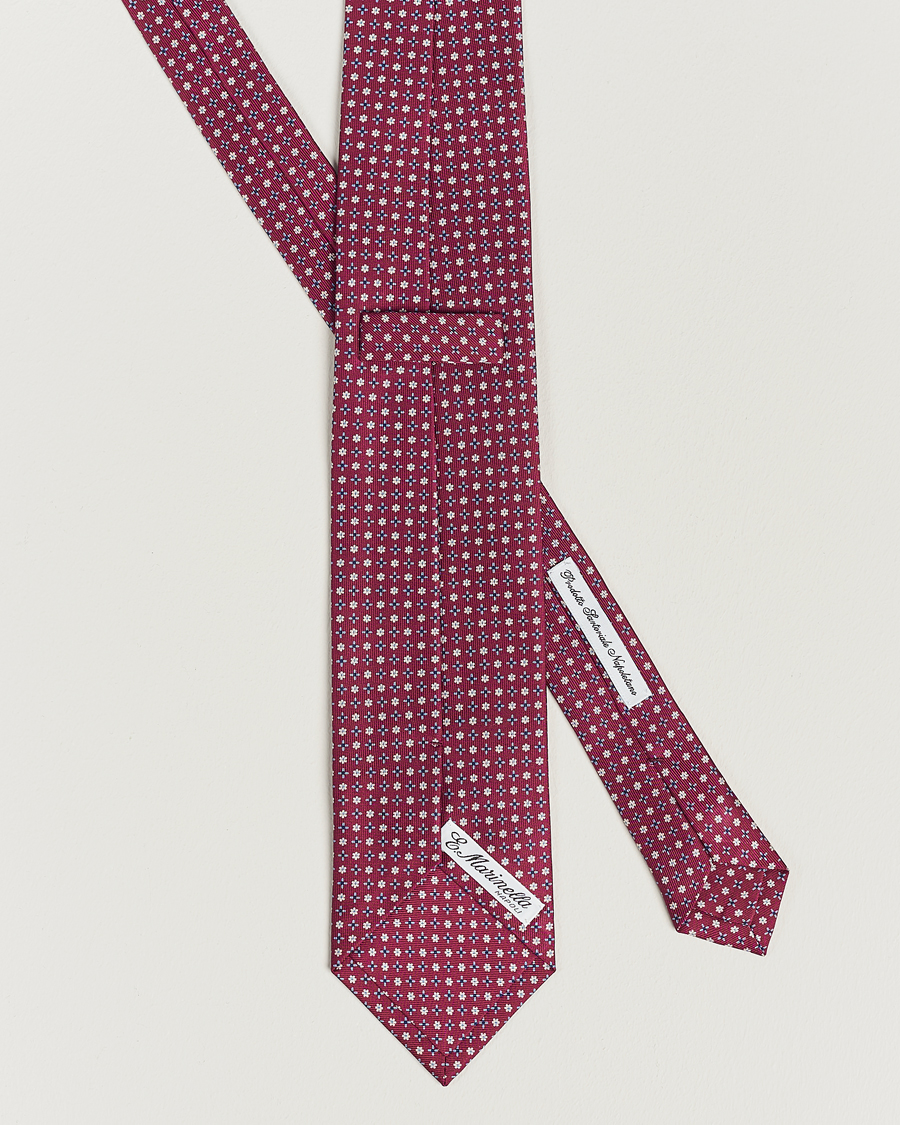 Herr | E. Marinella 3-Fold Printed Silk Tie Dark Pink | E. Marinella | 3-Fold Printed Silk Tie Dark Pink