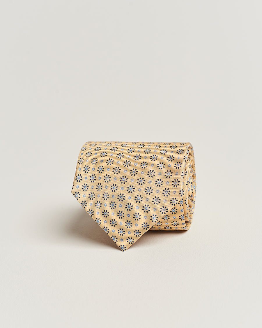 Herr | E. Marinella 3-Fold Printed Silk Tie Pale Yellow | E. Marinella | 3-Fold Printed Silk Tie Pale Yellow