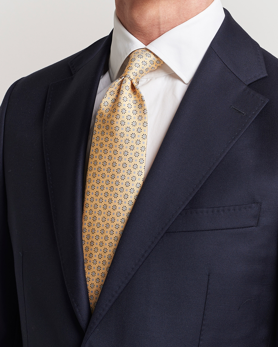 Herr | Udda kavaj | E. Marinella | 3-Fold Printed Silk Tie Pale Yellow