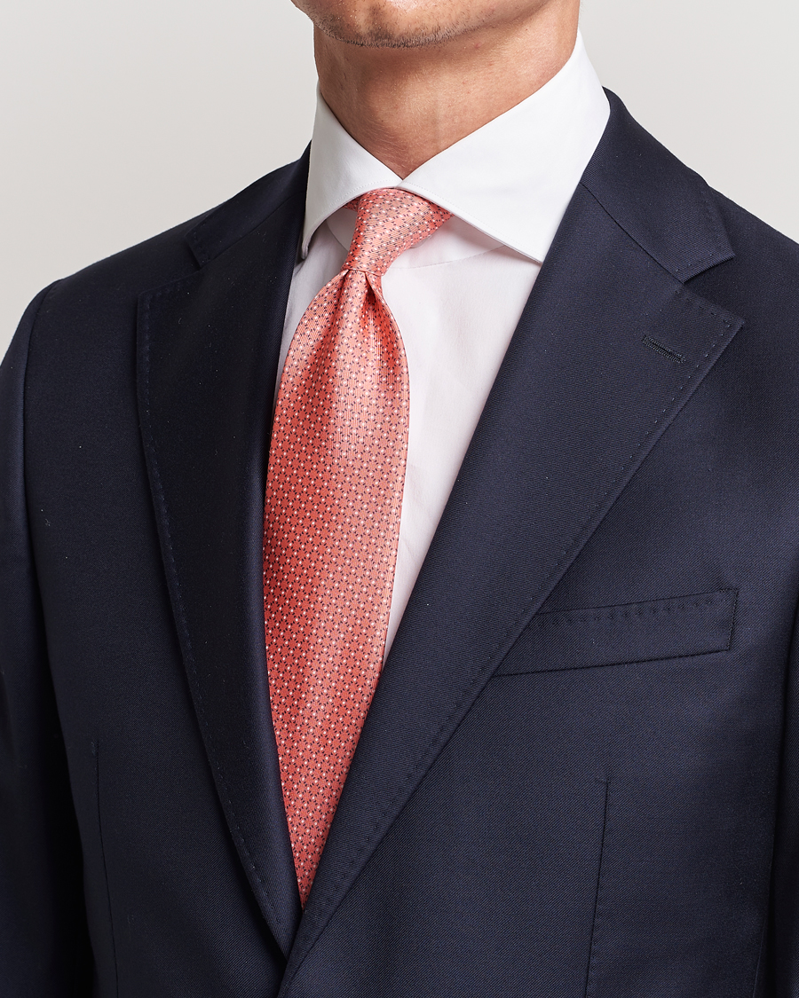 Herr | E. Marinella 3-Fold Printed Silk Tie Orange | E. Marinella | 3-Fold Printed Silk Tie Orange