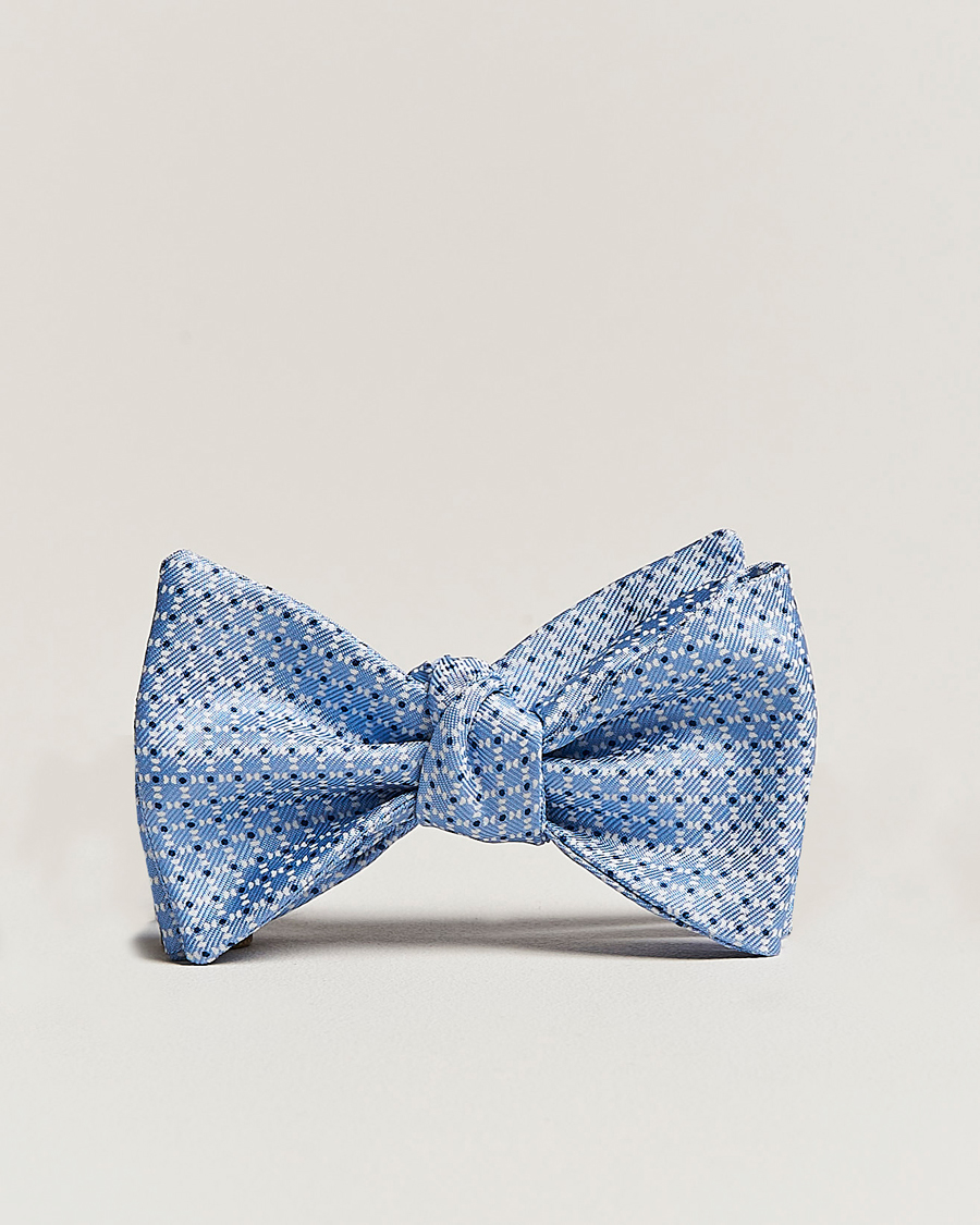 Herr | Flugor | E. Marinella | Printed Silk Bow Tie Light Blue