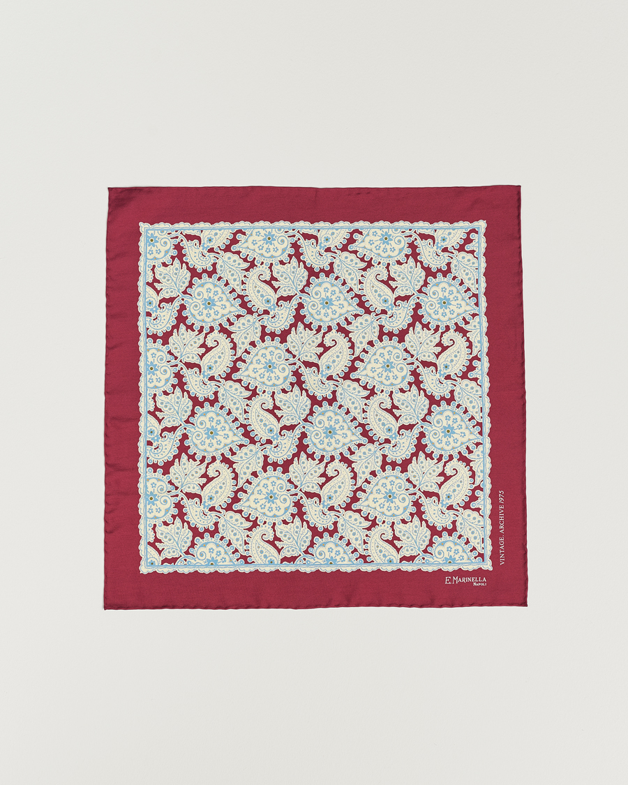Herr | E. Marinella Paisley Silk Pocket Square Burgundy | E. Marinella | Paisley Silk Pocket Square Burgundy