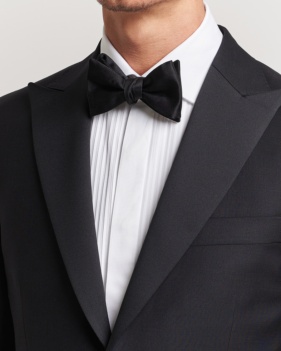 Herr | E. Marinella Silk Bow Tie Black Satin | E. Marinella | Silk Bow Tie Black Satin