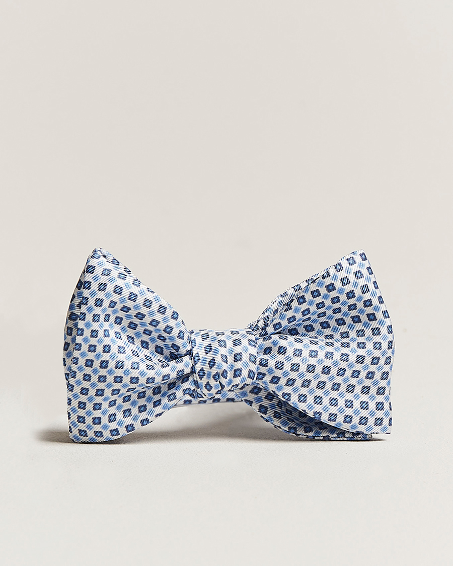 Herr | E. Marinella Silk Bow Tie White/Blue | E. Marinella | Silk Bow Tie White/Blue