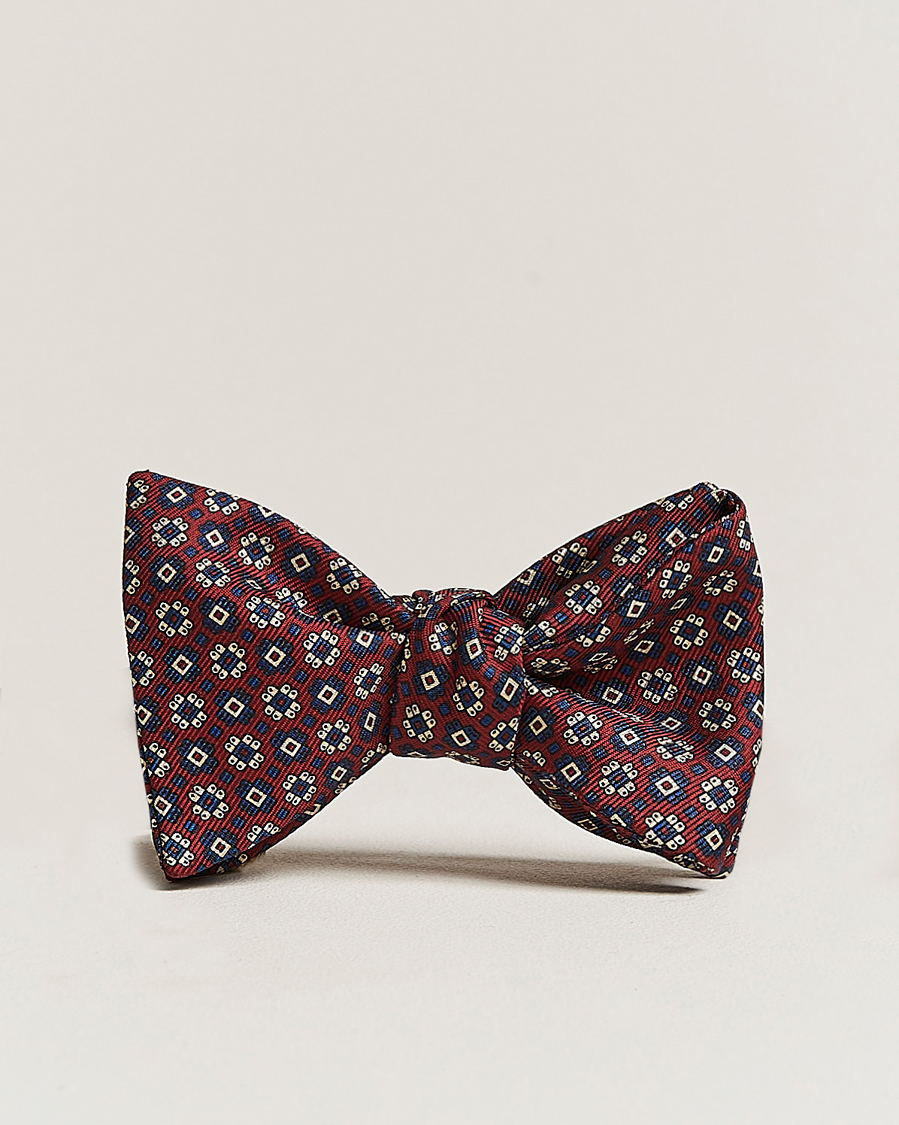 Herr | Flugor | E. Marinella | Printed Silk Bow Tie Burgundy