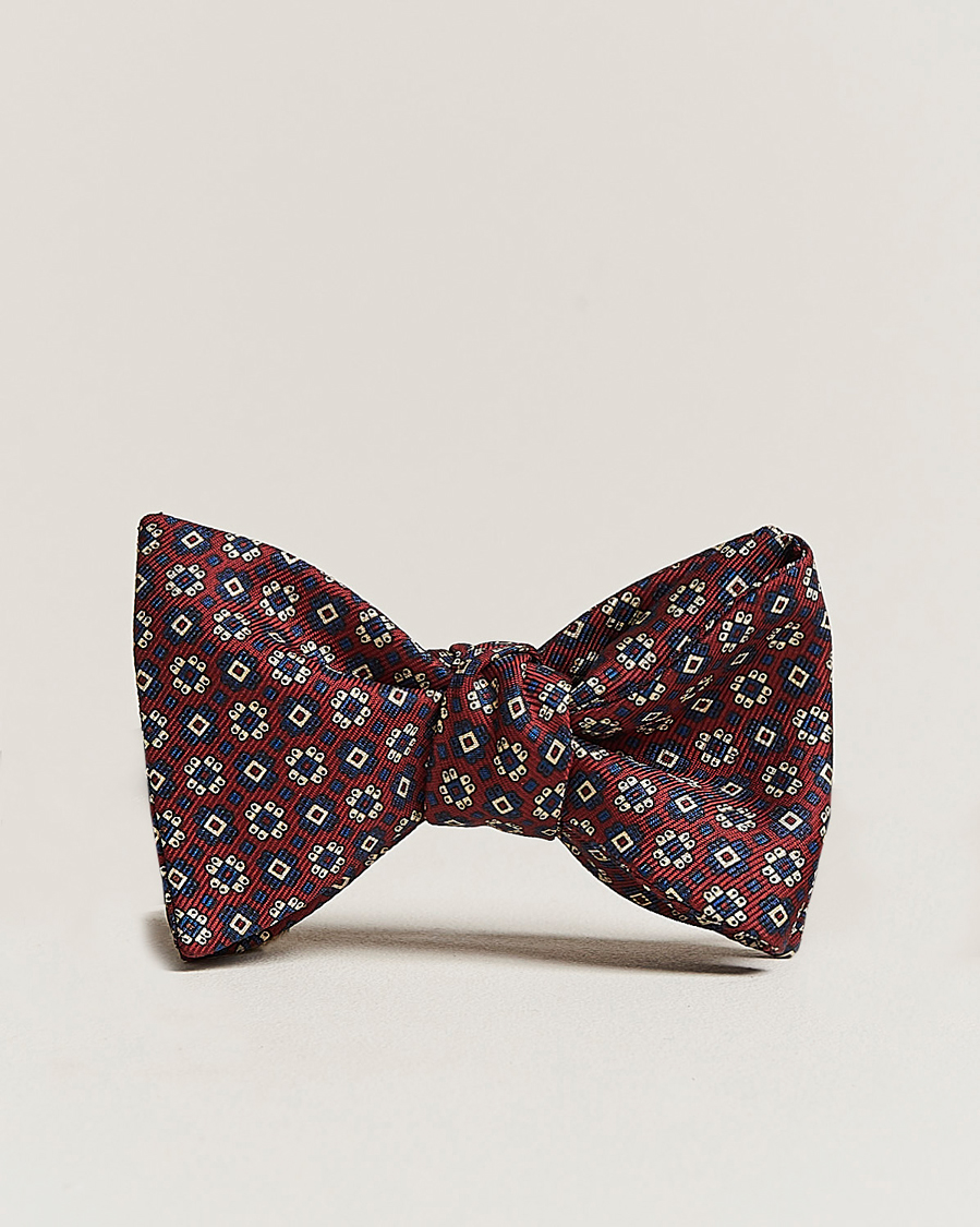 Herr | E. Marinella Printed Silk Bow Tie Burgundy | E. Marinella | Printed Silk Bow Tie Burgundy