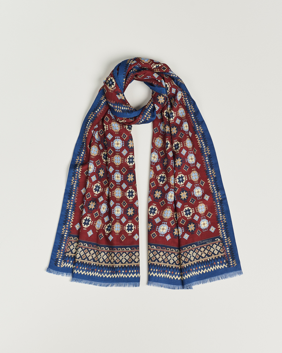 Herr | E. Marinella Wool/Silk Printed Scarf Burgundy | E. Marinella | Wool/Silk Printed Scarf Burgundy