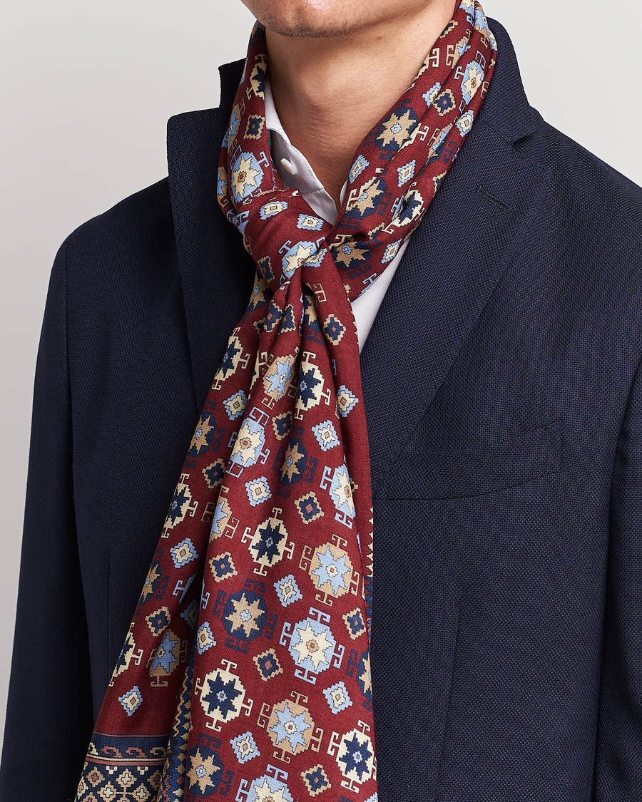 Herr | E. Marinella Wool/Silk Printed Scarf Burgundy | E. Marinella | Wool/Silk Printed Scarf Burgundy
