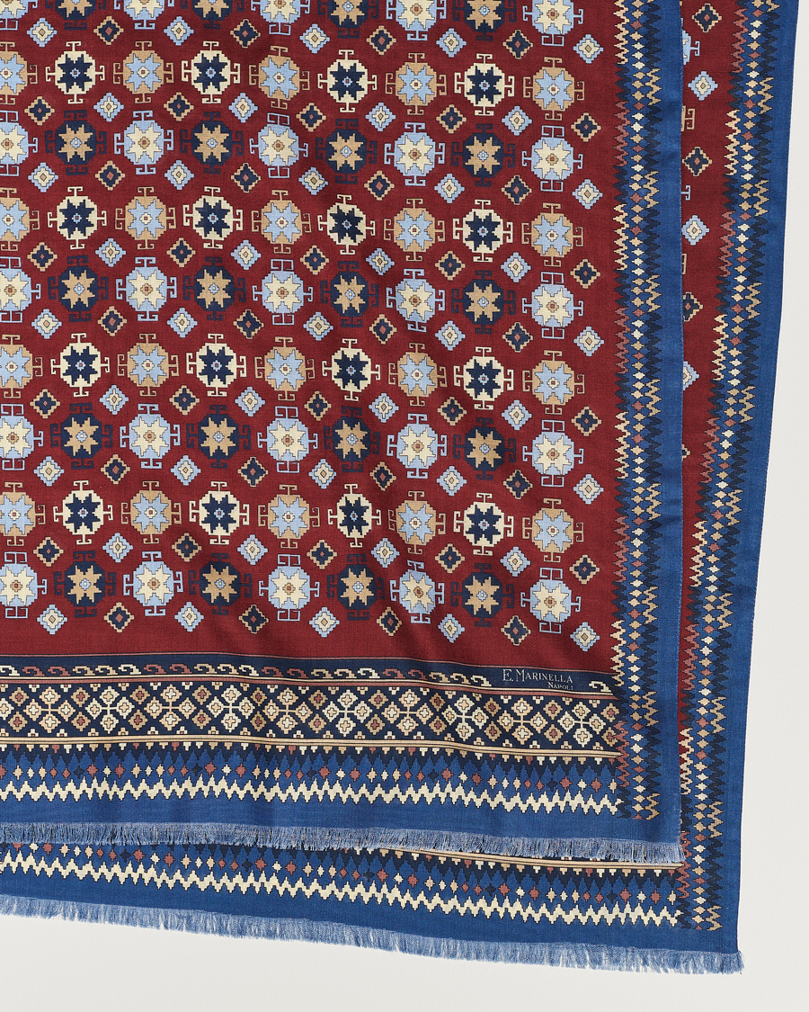 Herr | E. Marinella Wool/Silk Printed Scarf Burgundy | E. Marinella | Wool/Silk Printed Scarf Burgundy