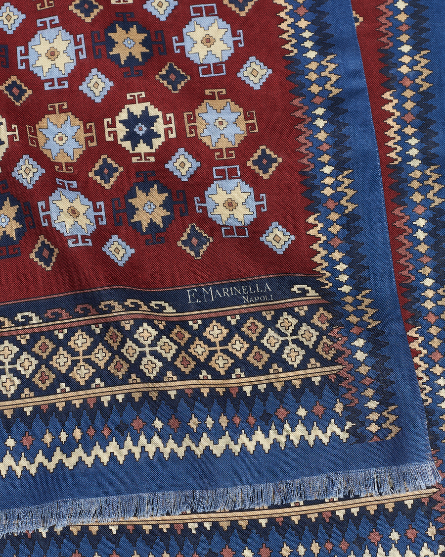 Herr | E. Marinella Wool/Silk Printed Scarf Burgundy | E. Marinella | Wool/Silk Printed Scarf Burgundy