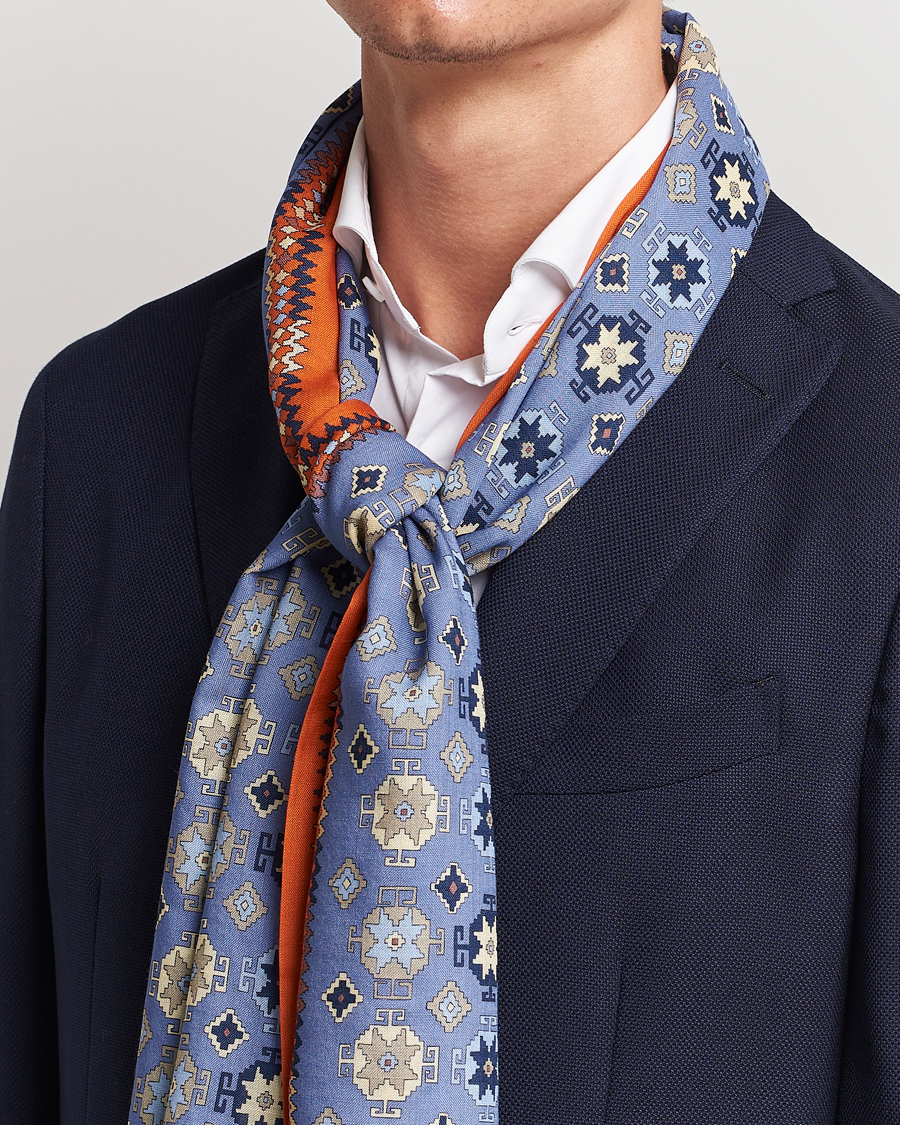 Herr |  | E. Marinella | Wool/Silk Printed Scarf Light Blue