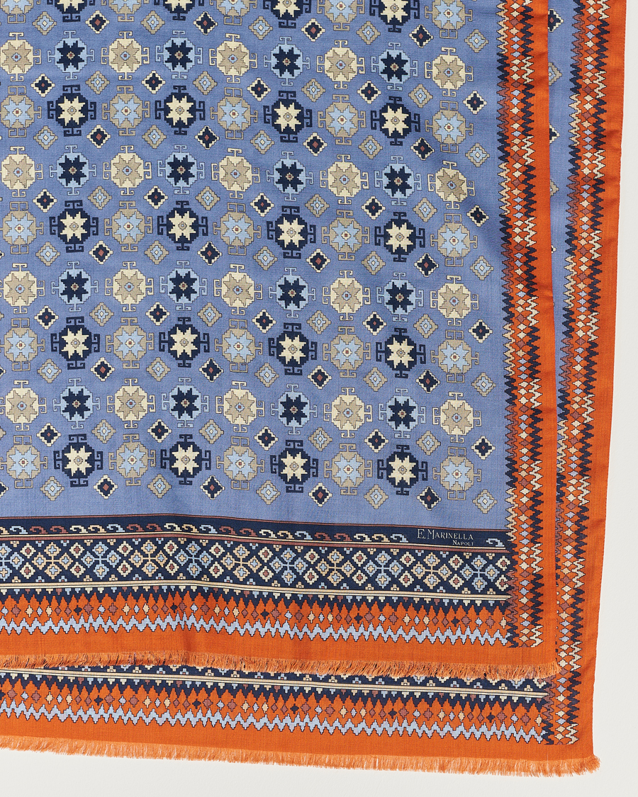 Herr | E. Marinella Wool/Silk Printed Scarf Light Blue | E. Marinella | Wool/Silk Printed Scarf Light Blue