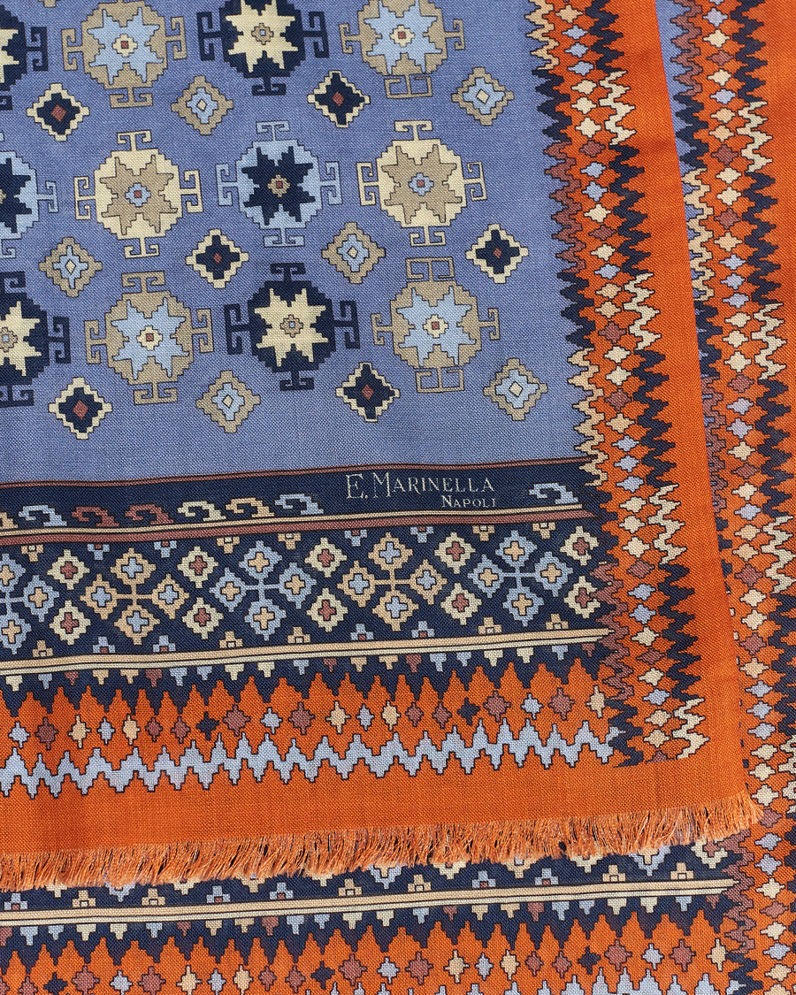 Herr | E. Marinella Wool/Silk Printed Scarf Light Blue | E. Marinella | Wool/Silk Printed Scarf Light Blue