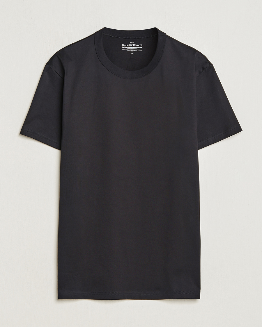 Herr | T-Shirts | Bread & Boxers | Pima Cotton Crew Neck T-Shirt Black