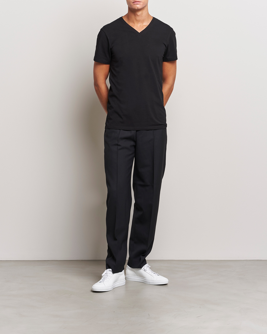 Herr | T-Shirts | Bread & Boxers | 2-Pack V-Neck T-Shirt Black