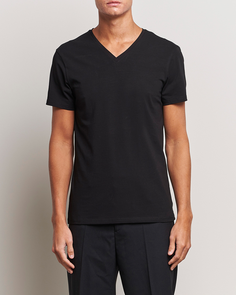 Herr | Svarta t-shirts | Bread & Boxers | 2-Pack V-Neck T-Shirt Black