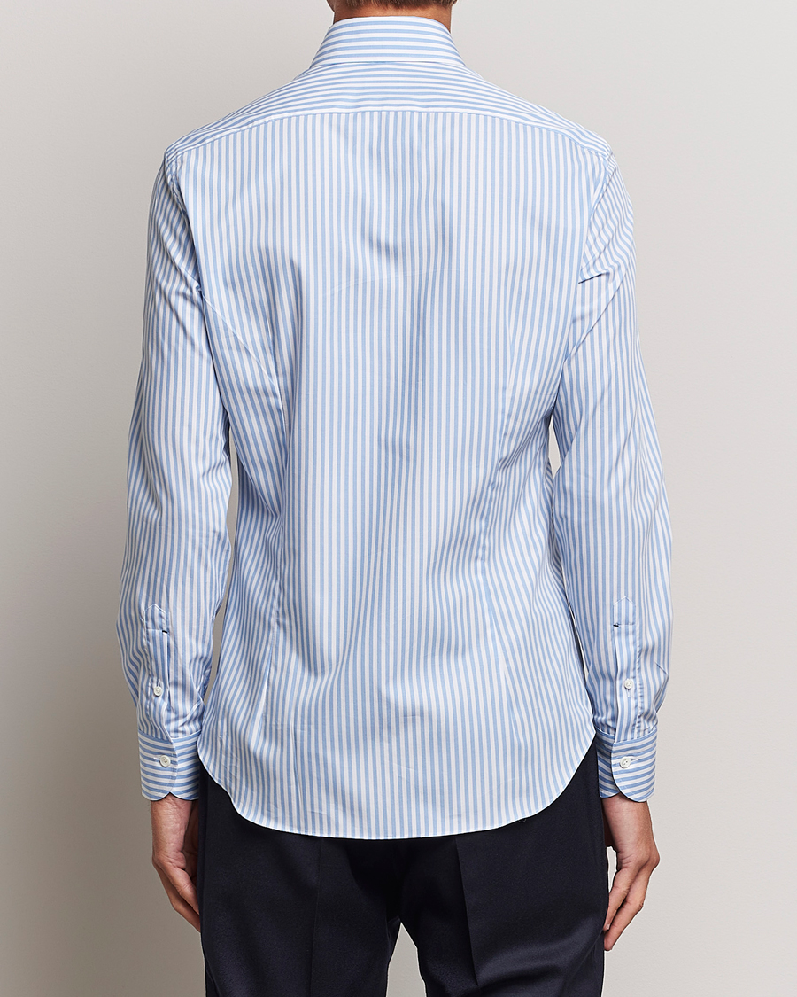 Herr | Skjortor | Mazzarelli | Soft Button Down Striped Shirt Light Blue