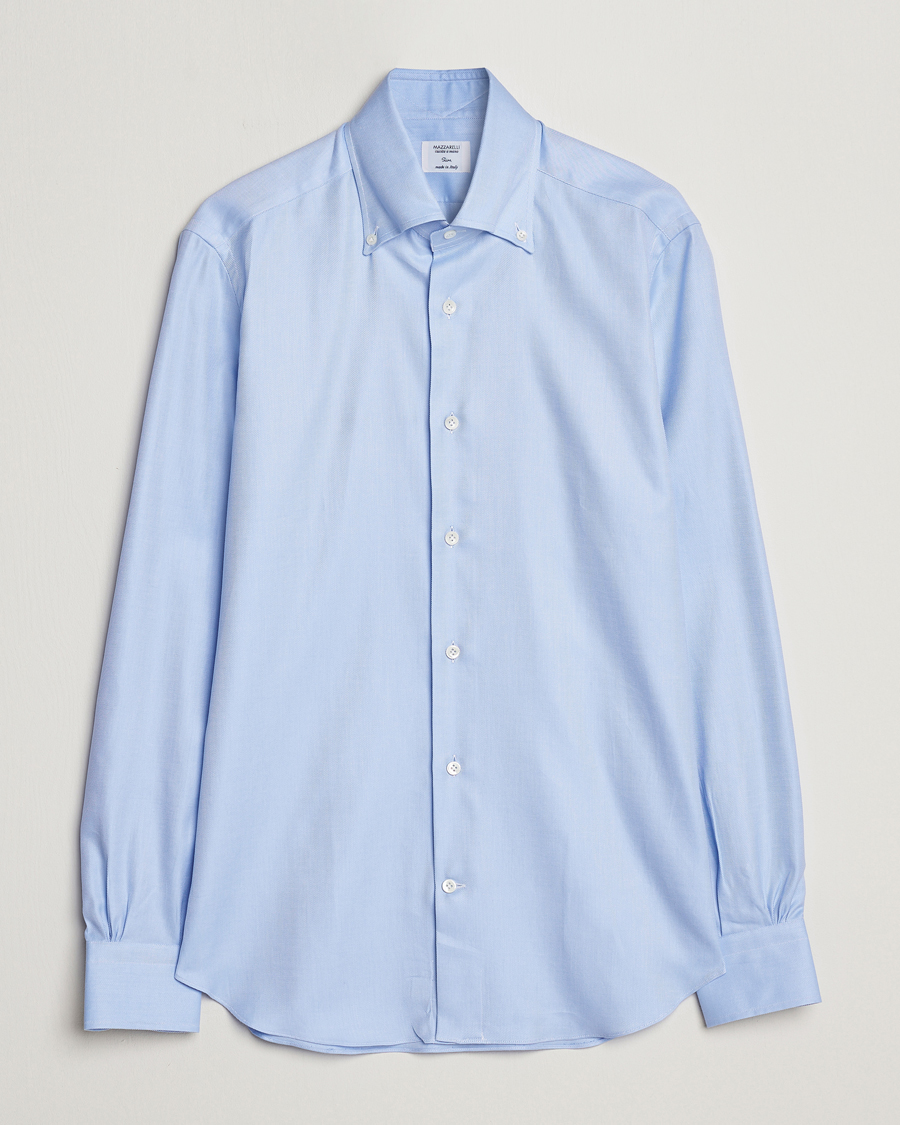 Herr | | Mazzarelli | Soft Button Down Twill Shirt Light Blue