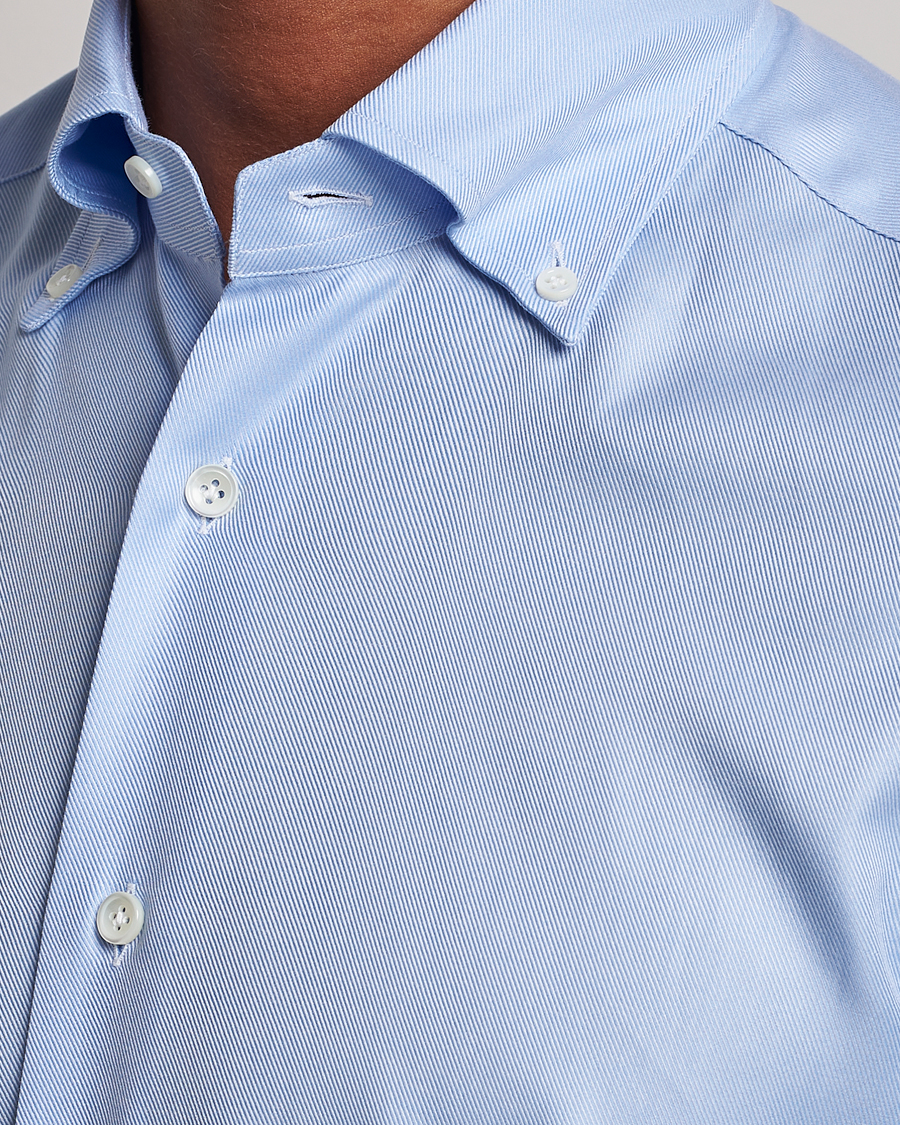 Herr | Skjortor | Mazzarelli | Soft Button Down Twill Shirt Light Blue