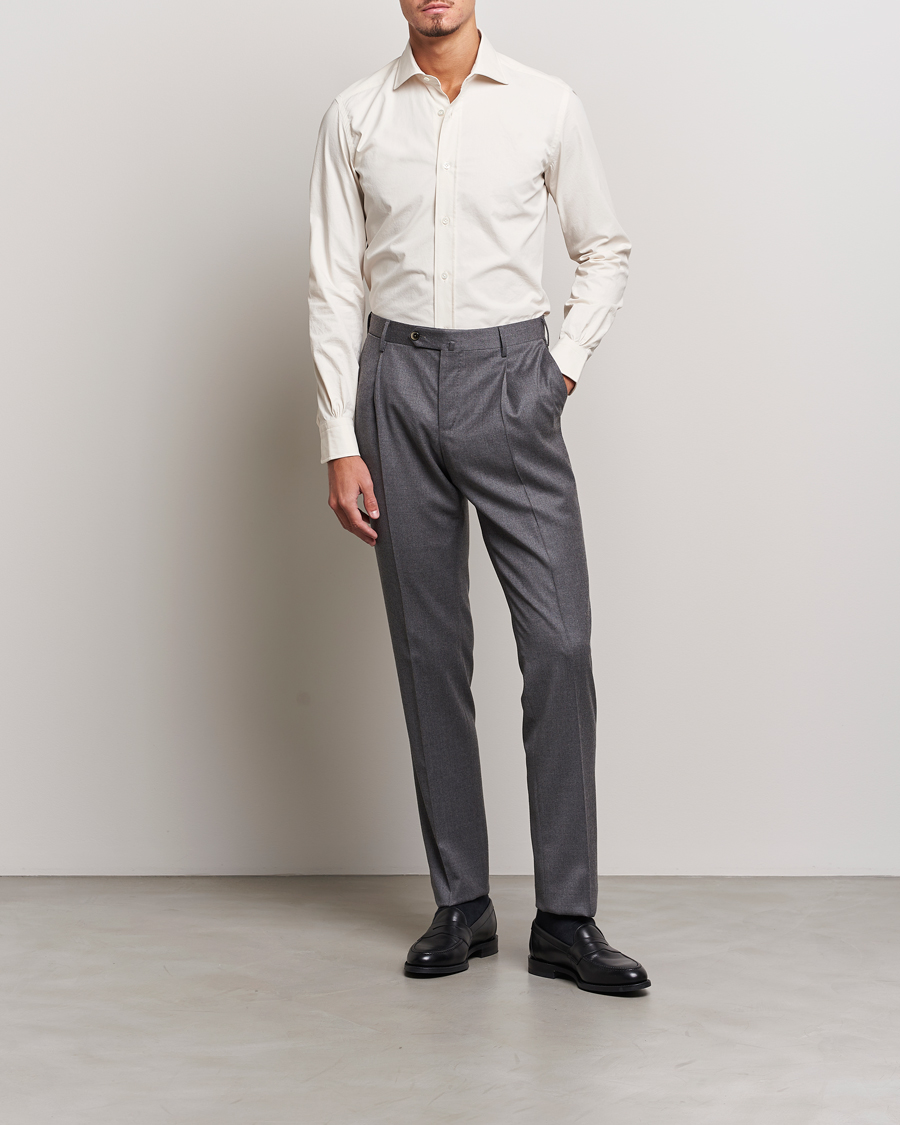 Herr | Skjortor | Mazzarelli | Soft Twill Cotton Shirt White
