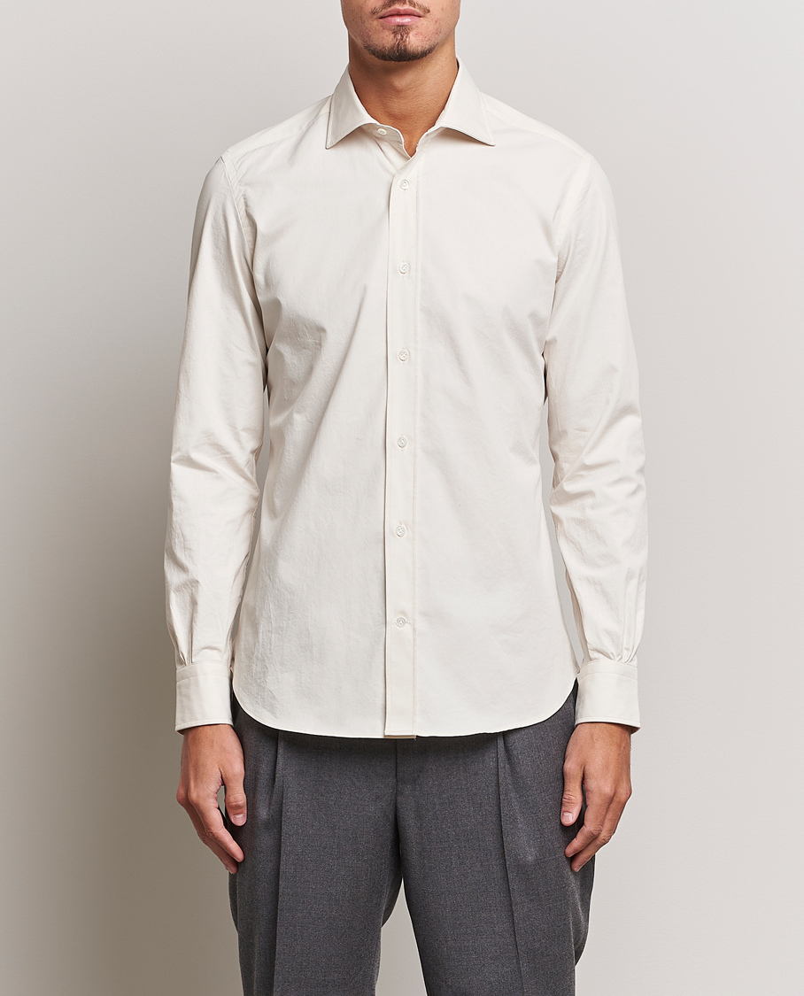 Herr | Skjortor | Mazzarelli | Soft Twill Cotton Shirt White
