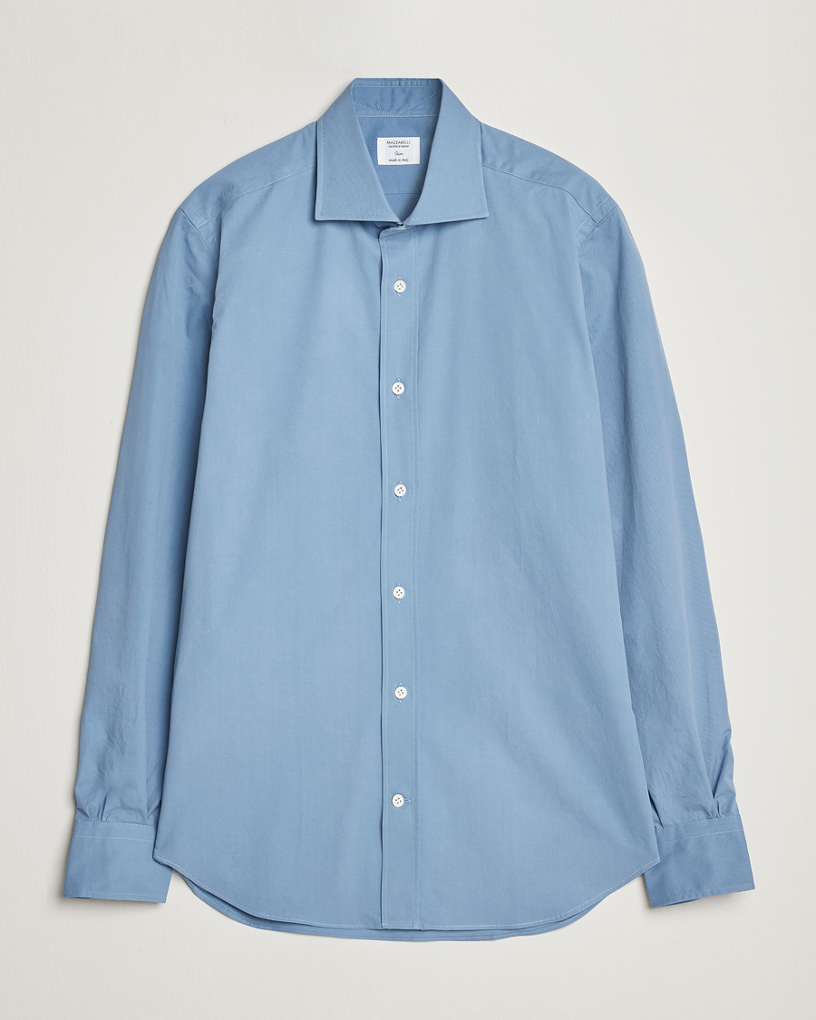 Herr | Skjortor | Mazzarelli | Soft Twill Cotton Shirt Light Blue