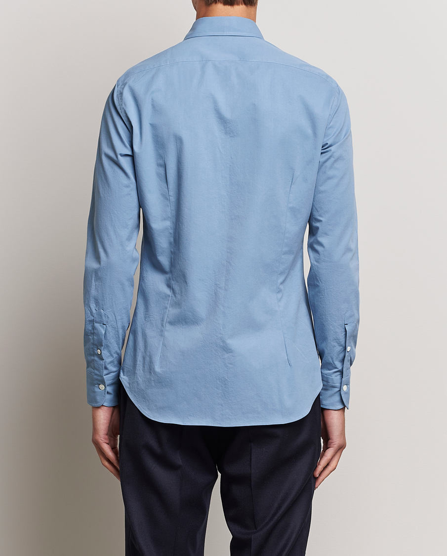 Herr | Skjortor | Mazzarelli | Soft Twill Cotton Shirt Light Blue