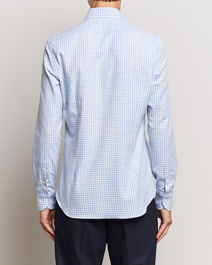 Herr | Skjortor | Mazzarelli | Soft Button Down Flannel Shirt Light Blue