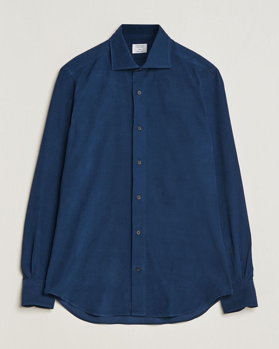Herr | Skjortor | Mazzarelli | Soft Corduroy Shirt Navy