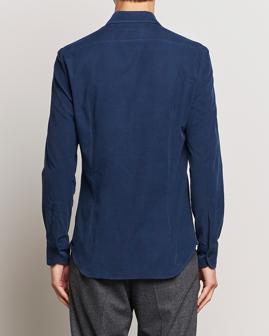 Herr | Skjortor | Mazzarelli | Soft Corduroy Shirt Navy