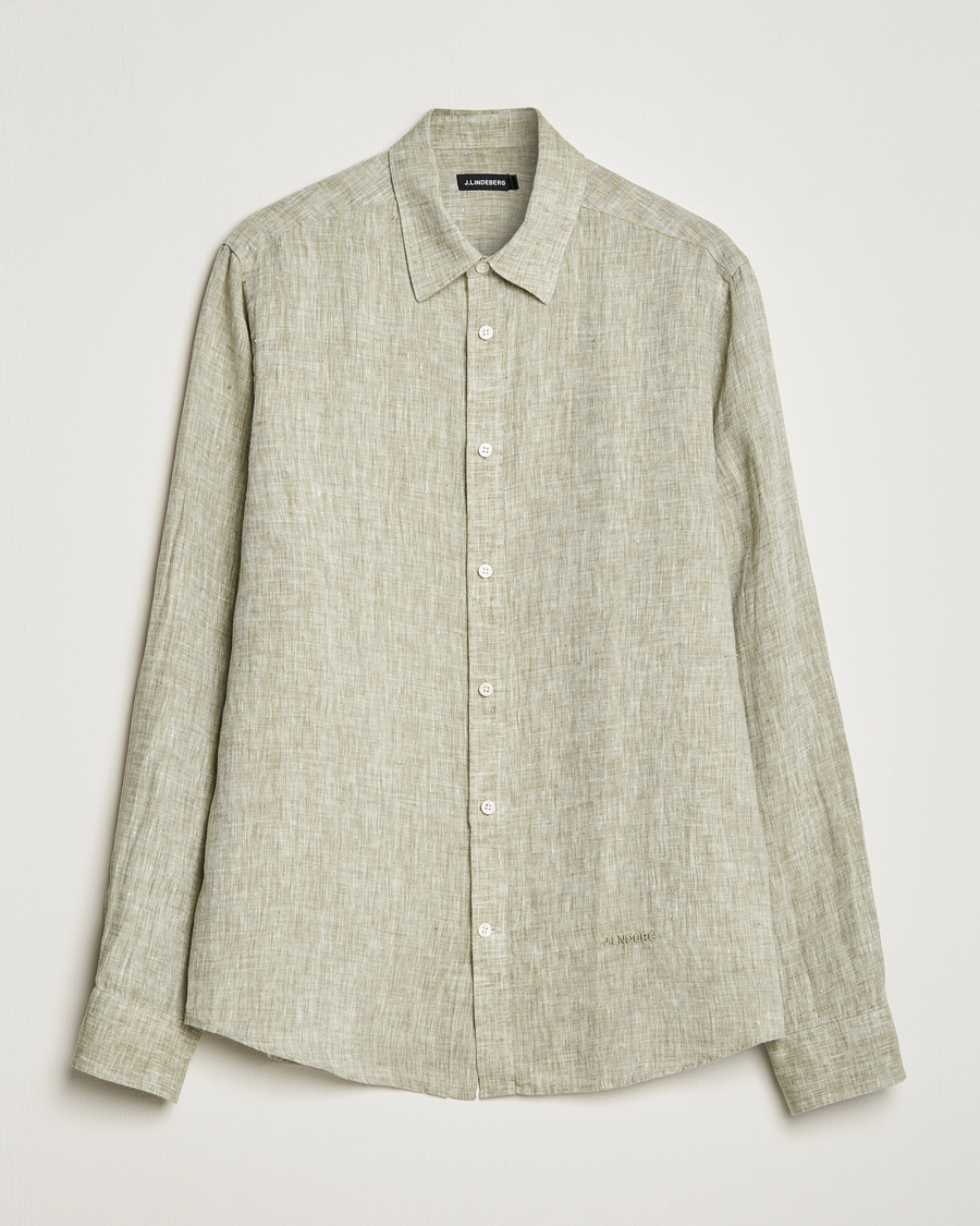 Herr | Skjortor | J.Lindeberg | Reg Fit Linen Melange Shirt Aloe
